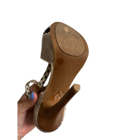 JESSICA SIMPSON Snake Print Leather Heels Sandals Size 5 - Picture 7 of 8